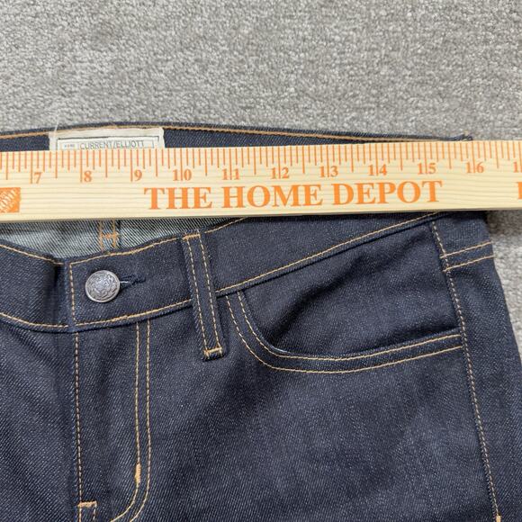 Current Elliott High Rise Flare Jeans Dark Wash Floral Overlay Womens 32x36 Y2K - Picture 6 of 11